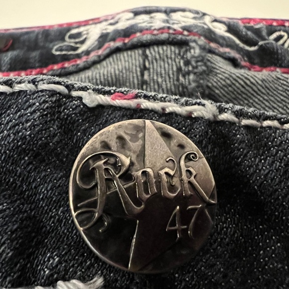 Wrangler Rock 47Jeans Women’s 29x34 Embroidered Stitched Low Rise Flare Boot Cut - Picture 13 of 16